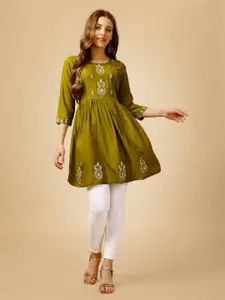 BAPS Ethnic Motifs Embroidered Sequined A-Line Kurti