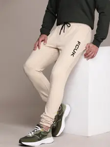FCUK Men Mid-Rise Brand Logo Printed Jogger Track Pants