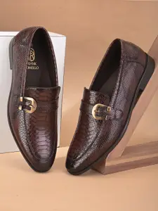 FRANKROMELLO Men Textured Formal Monk Shoes With Buckle Detail