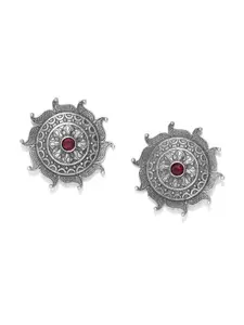 Infuzze Brass-Plated Oxidised Contemporary Studs Earrings