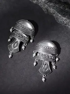 Infuzze Brass-Plated Oxidised Contemporary Drop Earrings