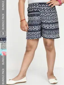 IndiWeaves Girls Pack of 3 Printed High-Rise Shorts