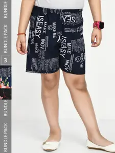 IndiWeaves Girls Pack Of 3 Printed High-Rise Shorts