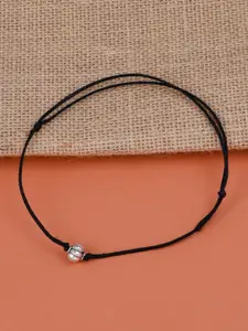 Silver Shine Silver-Plated Oxdised Beaded Anklet