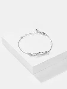 SHAYA Women Sterling Silver Rhodium-Plated Charm Bracelet