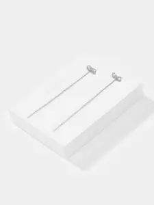 SHAYA Rhodium-Plated Contemporary Drop Earrings