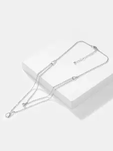 SHAYA 925 Silver Rhodium-Plated Cubic Zirconia Layered Necklace