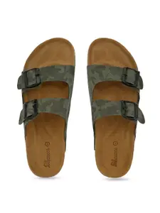 SHENCES Men SHENCES CORK  Printed Two Strap Comfort Sandals With Buckle Detail
