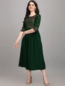 FabFairy Ethnic Embroidered Fit and Flare Ethnic Dress