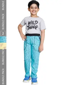IndiWeaves Boys Pack Of 2 Mid-Rise Cotton Regular Fit Track Pants