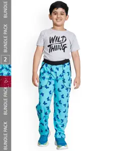 IndiWeaves Boys Pack of 2 Floral Printed Cotton Track Pants