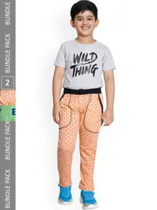 IndiWeaves Boys Pack Of 2 Printed Cotton Track Pants