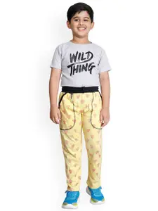 IndiWeaves Boys Pack Of 2 Printed Cotton Mid-Rise Track Pants