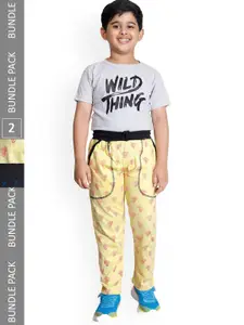 IndiWeaves Boys Pack Of 2 Printed Cotton Track Pants