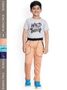 IndiWeaves Boys Pack of 3 Printed Cotton Track Pants