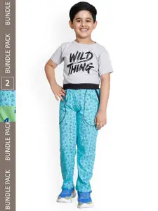 IndiWeaves Boys Pack Of 2 Printed Cotton Track Pants