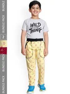 IndiWeaves Boys Pack Of 2 Printed Cotton Track Pants