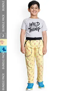 IndiWeaves Boys Pack Of 2 Printed Cotton Track Pants