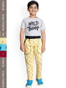 IndiWeaves Boys Pack Of 3 Mid-Rise Cotton Track Pants