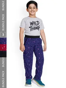 IndiWeaves Boys Pack of 3 printed Cotton Track Pants