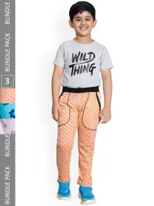 IndiWeaves Boys Pack Of 3 Printed Cotton Track Pants
