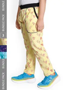 IndiWeaves Boys Pack of 3 Floral Printed Cotton Track Pants