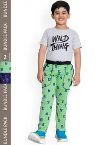 IndiWeaves Boys Pack Of 2 Printed Cotton Track Pants