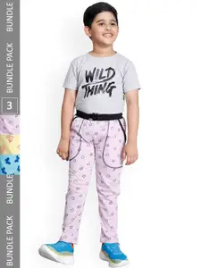 IndiWeaves Boys Pack Of 3 Graphic Printed Cotton Track Pants