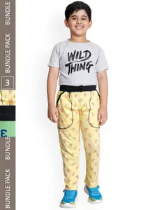 IndiWeaves Boys Pack Of 3 Graphic Printed Cotton Track Pants