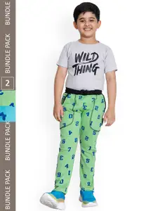IndiWeaves Boys Pack Of 2 Graphic Printed Track Pants