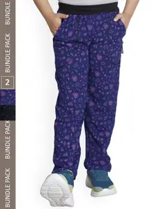 IndiWeaves Boys Pack Of 2 Floral Printed Cotton Track Pants