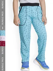 IndiWeaves Boys Pack of 3 Floral Printed Cotton Track Pants