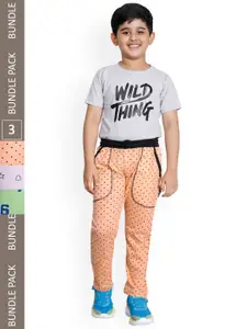 IndiWeaves Boys Pack Of 3 Graphic Printed Cotton Track Pants