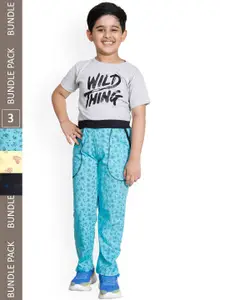 IndiWeaves Boys Pack of 3 Graphic Printed Cotton Track Pants