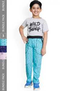 IndiWeaves Boys Pack Of 3 Graphic Printed Cotton Track Pants