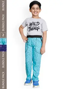 IndiWeaves Boys Pack Of 2 Graphic Printed Cotton Track Pants