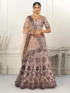 SAPTRANGI Ethnic Motifs Printed Beads and Stones Ready to Wear Lehenga & Blouse & Dupatta