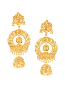 Vighnaharta Gold-Plated Floral Jhumkas Earrings
