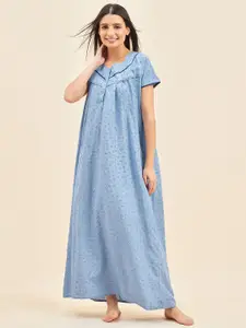 Sweet Dreams Blue Conversational Printed Maxi Nightdress