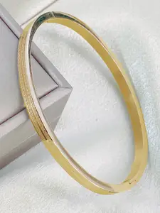 MYKI Cubic Zirconia Gold-Plated Stainless Steel Kada Bracelet