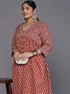 Varanga Plus Size Ethnic Motifs Printed Pure Cotton Empire Kurta