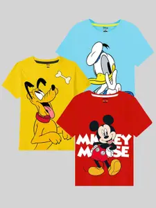 KUCHIPOO Boys Pack of 3 Mickey & Friends Printed T-shirt