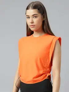Fitkin Round Neck Ruched Detail Boxy Top