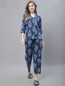 TAG 7 Floral Printed Pure Cotton Shirt & Pyjama Night suit