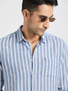 THE BEAR HOUSE Men Striped Slim Fit Comfort Cotton Linen Casual Shirt
