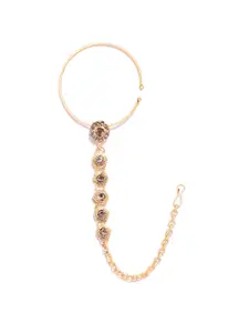 Zaveri Pearls Gold-Toned Stone-Studded Nose Ring