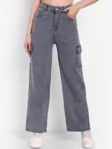 Next One Women Grey Smart Loose Fit High-Rise Easy Wash Stretchable Jeans
