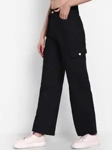 Next One Women Smart Wide Leg High-Rise Low Distress Stretchable Cargos