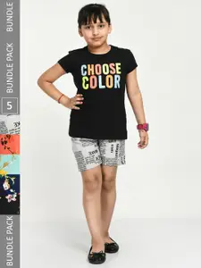 IndiWeaves Girls Pack of 5 Printed High-Rise Shorts