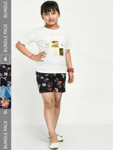 IndiWeaves Girls Pack Of 4 Printed High-Rise Shorts